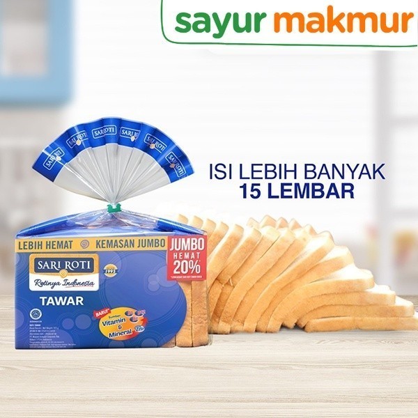 

Sari Roti Roti Tawar Jumbo 555 gram Sayurmakmur