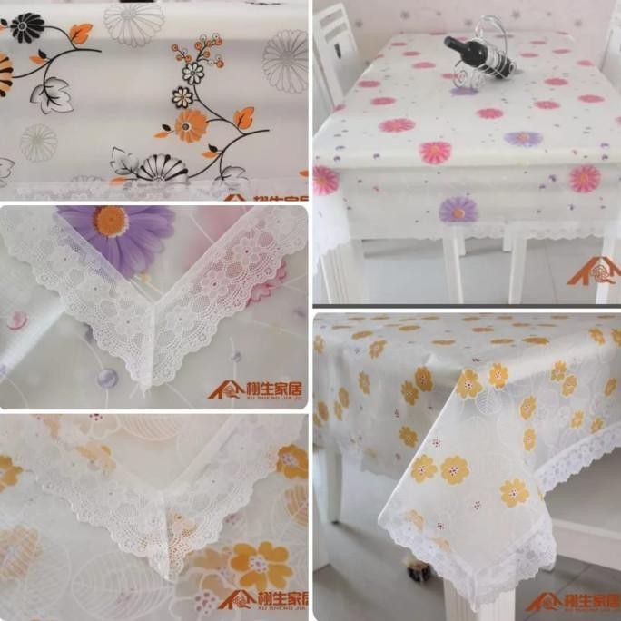 Alas Taplak Meja Makan Renda Pvc Anti Air
