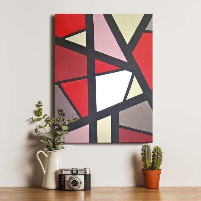 Poster Lukisan Mozaik Art Abstrak Indah - Dekorasi Hiasan Dinding Kayu