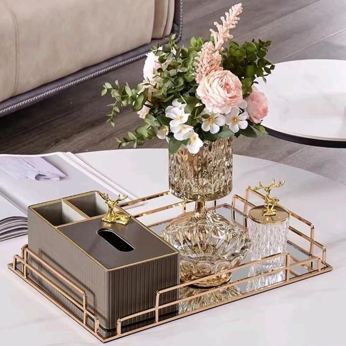 Vas Bunga Kaca Crystal Mewah Hias Meja Makan