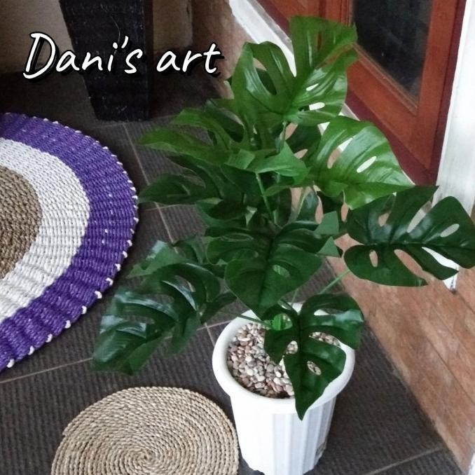 Daun Monstera Jumbo Monstera Palsu Tanaman Plastik