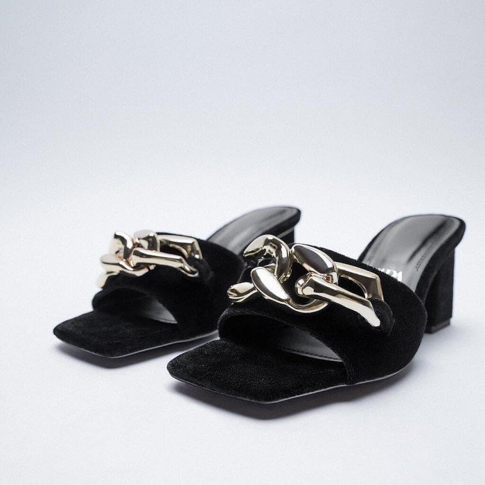 Sandal Wanita Zara Heels Chain Original Branded Store Terbaru Mg1884