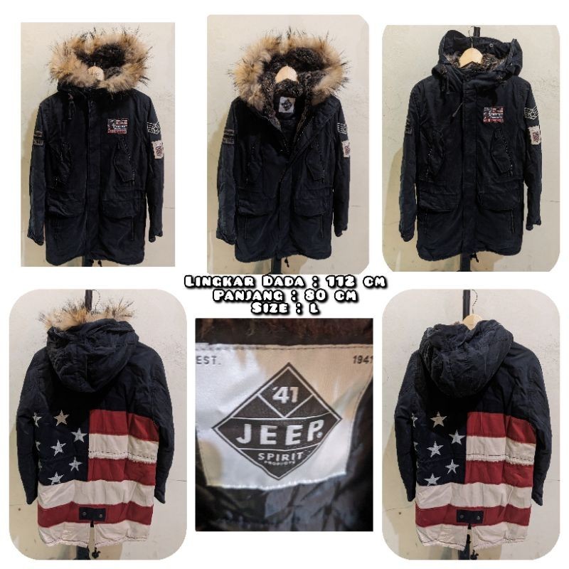 Jaket Parka Vintage Fishtail Warna Navy Second Original