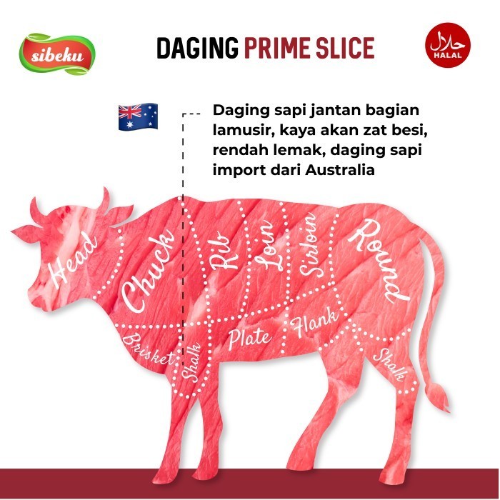 

Uinn - Daging Sapi Slice Beef Premium Halal 500 Gram Frozen Food Import Aus