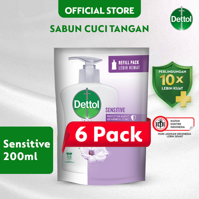 Dettol Sabun Cuci Tangan Sensitive 200Ml X6