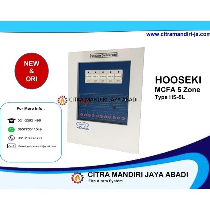 Master Control Panel Fire Alarm 5 Zone Hooseki Mcfa Panel Kualitas Premium