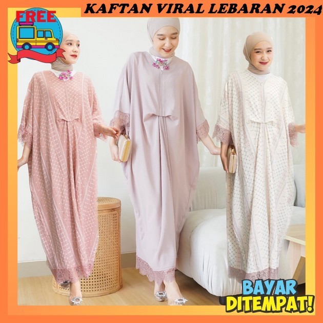 Kain Kaftan Wanita Terbaru 2024 Kondangan Kaft Bj Gams Baju Kelelawar Pakaian Wanita Kekinian Korean
