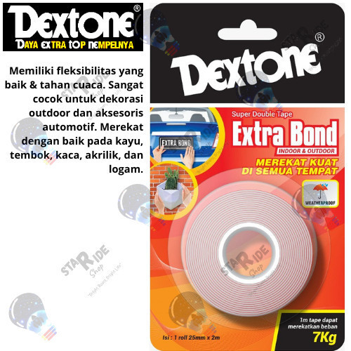 

HOT PROMO Indoor Outdoor Dextone Super Double Tape Extra Bond Merah 25mm x 2m