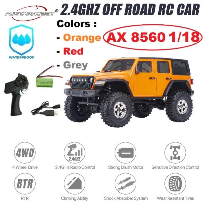 AUSTAR AX8560 4WD RTR Jeep Rubicon Hard Body 1/18 Rep Clone TRX4M
