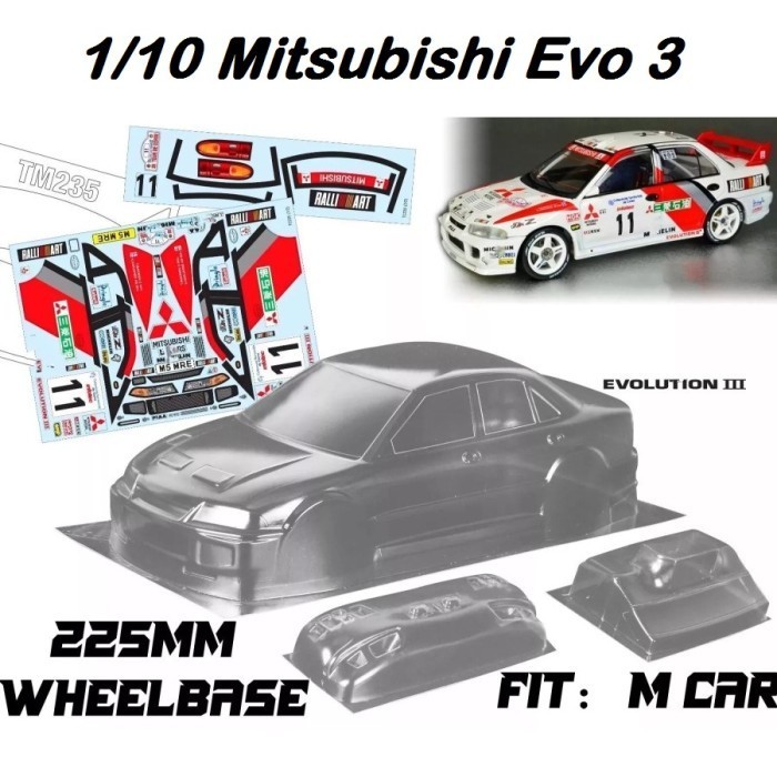 Body Shell Mitsubishi Evo III 3 1/10 Rc Rally Drift Car Hsp Tamiya
