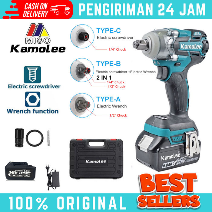 KAMOLEE - CORDLESS ELECTRIC IMPACT WRENCH/IMPACT DRILL-DTW285/520N.M