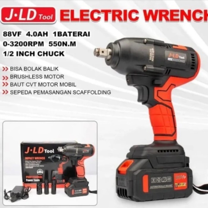 JLD IMPACT WRENCH 88VF J88S 550NM MERAH PAKET 1 BATRE