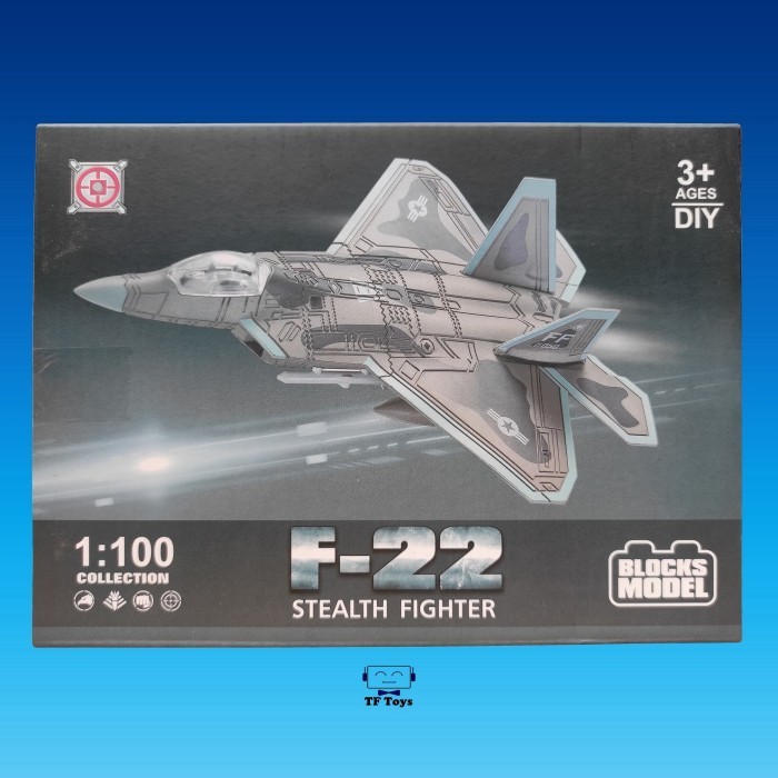MINIATUR MODEL KIT MOKIT BLOCK MODEL PESAWAT F22 F-22 1/100