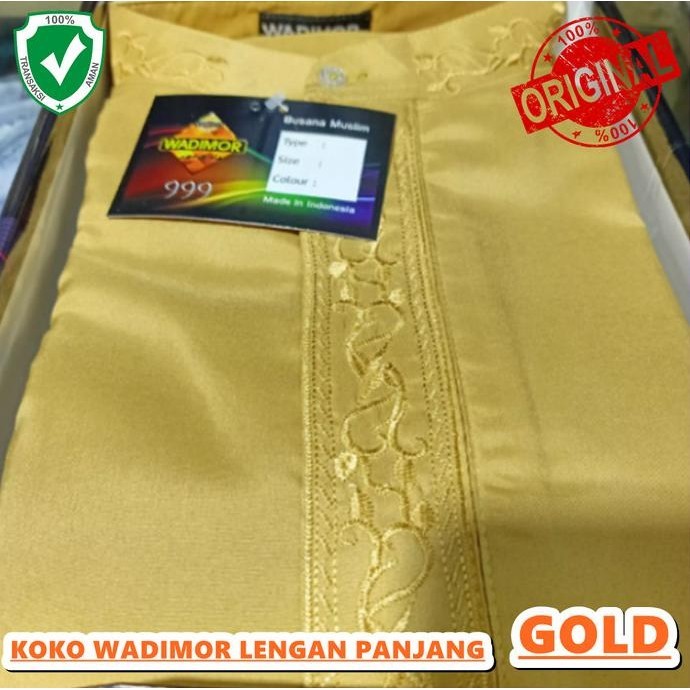 Best Seller Baju Koko Pria Dewasa Wadimor 999 Gold Lengan Panjang Atasan Muslim Or Pengiriman Cepat