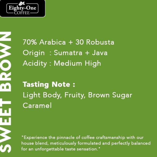 

Baru Sweet Brown Eighty-One Coffee | Kopi Arabika 70% 1,000 Gram Kode Ql 093