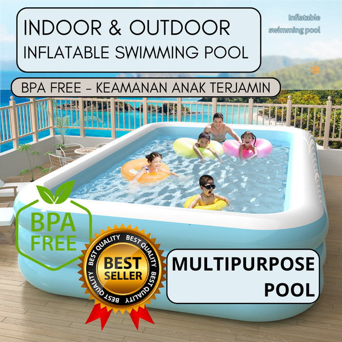 KOLAM RENANG KARET ANAK/DEWASA JUMBO KOLAM POMPA TIUP INFLATABLE POOL