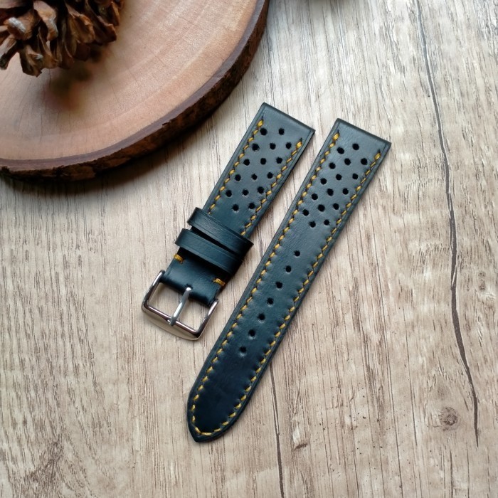 leather rally watch strap 22mm , tali jam kulit asli model rally