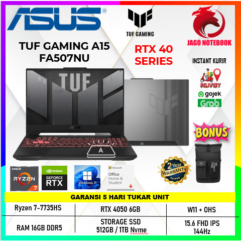 Asus TUF 15  FA507NU RTX4050 6GB Ryzen 7-7735HS 16GB 512GB SSD W11+OHS IPS 144Hz