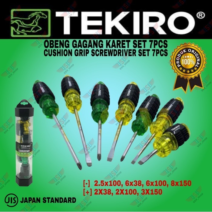 Tekiro Cushion Grip Screwdriver Set 7Pc / Obeng Set 7Pc / Obeng Karet
