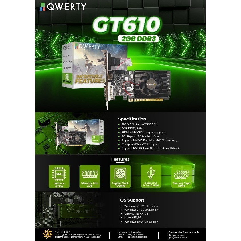 Vga Qwerty Geforce Gt 610 Gt610 2Gb Ddr3