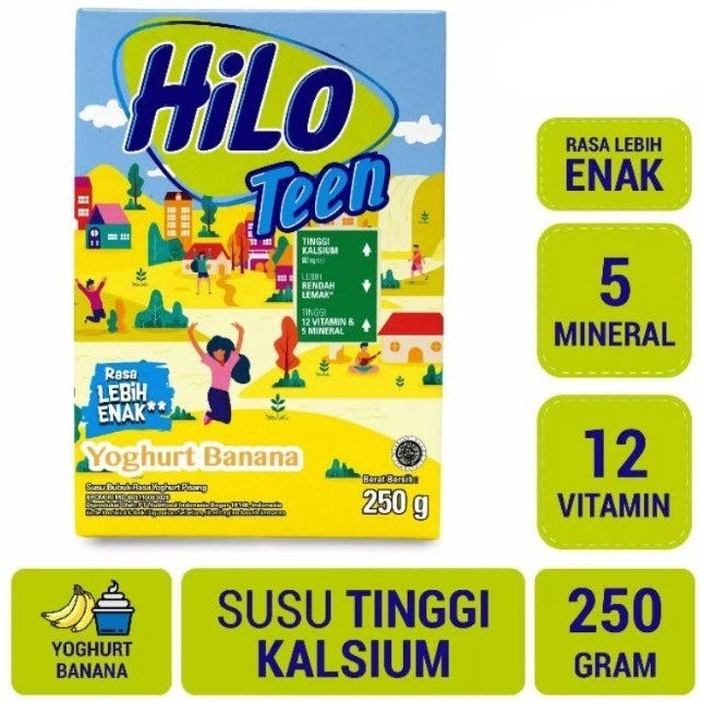 

Hilo Teen Yoghurt Banana 250gr - Susu Tinggi Kalsium Rendah Lemak