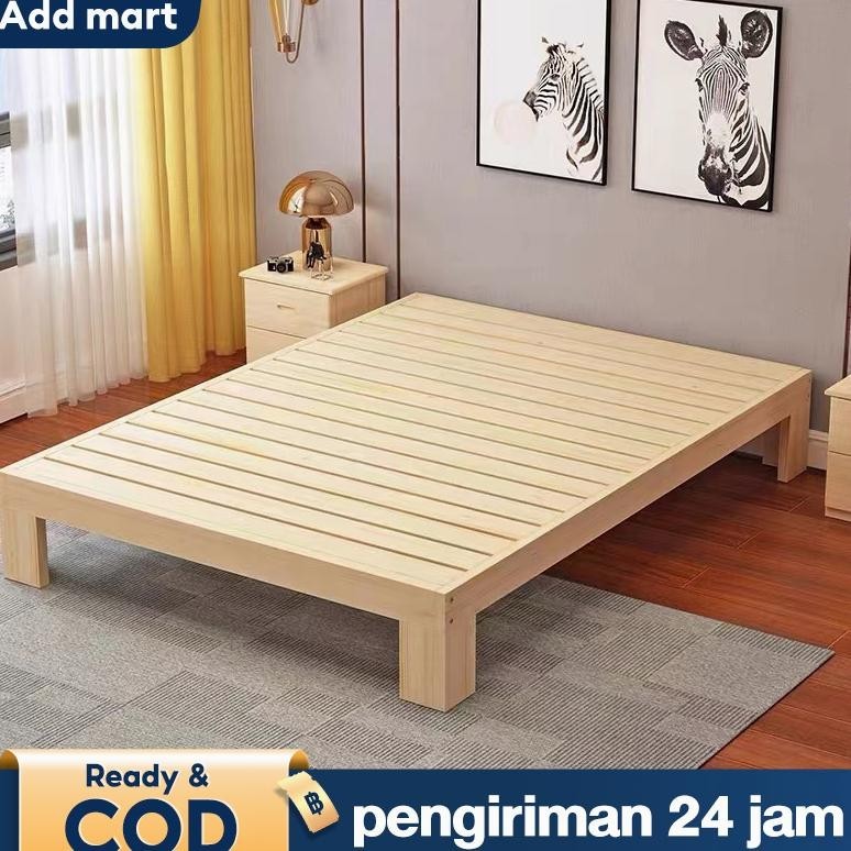 180CM Dipan Lantai Tempat Tidur Kayu Asli tempat tidur kayu Tempat Tidur Minimalis