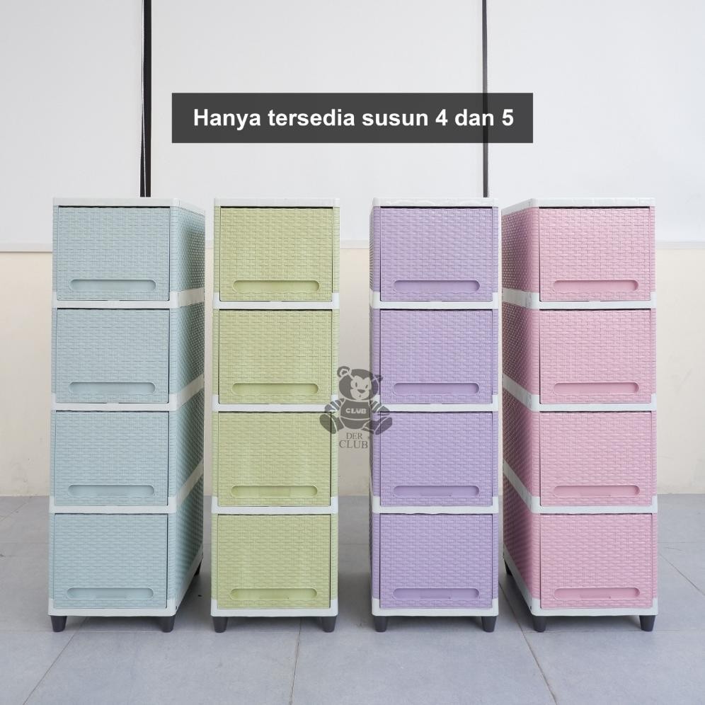 Lemari Plastik Susun Club Flip Justine Cream Pink Hijau Ungu Biru 4 5 susun Rotan Laci