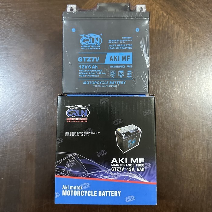 CRUN GTZ7V AKI MF 12V 6AH AKI MOTOR KERING AEROX LEXI LEXY NMAX N-MAX