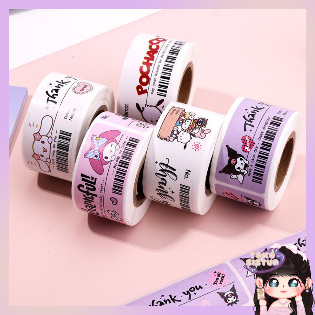 

[TS] STIKER ROLL LABEL THANK YOU SANRIO / STIKER KEMASAN PACKING SANRIO FAMILY PANJANG MURAH