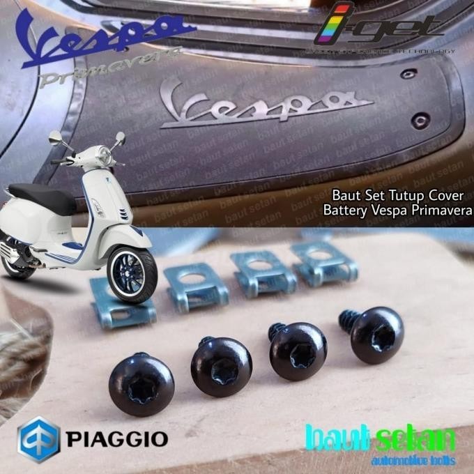Baut Set Cover Tutup Aki Vespa Matic Primavera 150 I-Get Non Abs