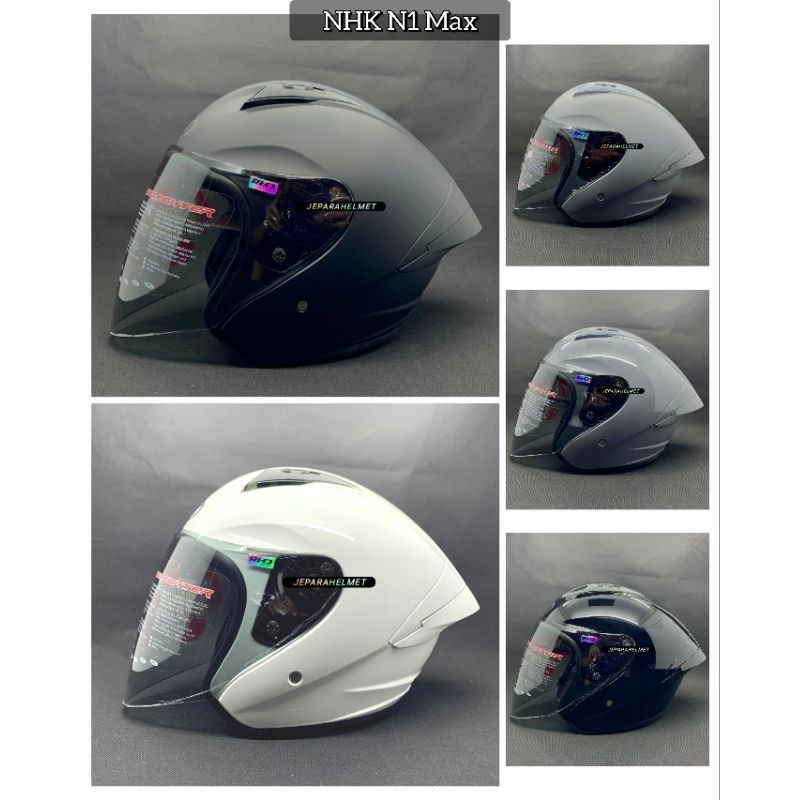 Helm NHK N1 MAX Solid All Varian Warna Original TERBARU | NHK N1 Max Polos White Putih Black Hitam D