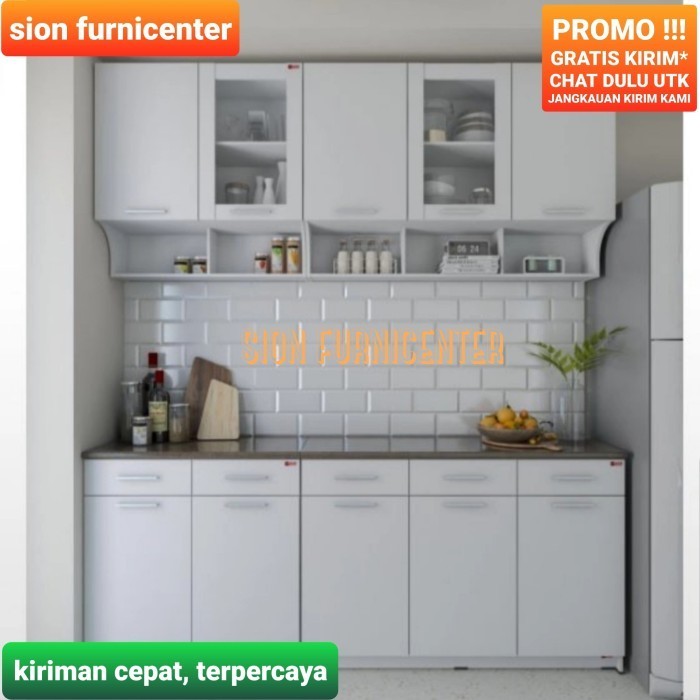 kitchen set minimalis white glossy panjang 2 meter / kabinet dapur