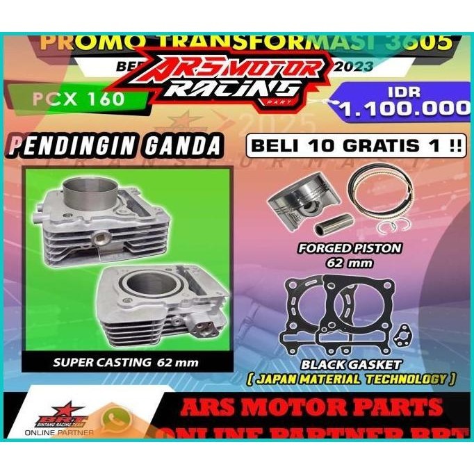 BLOK PISTON BRT VARIO 160 PCX 160 DOUBLE COOLER CASTING FORGED PISTON