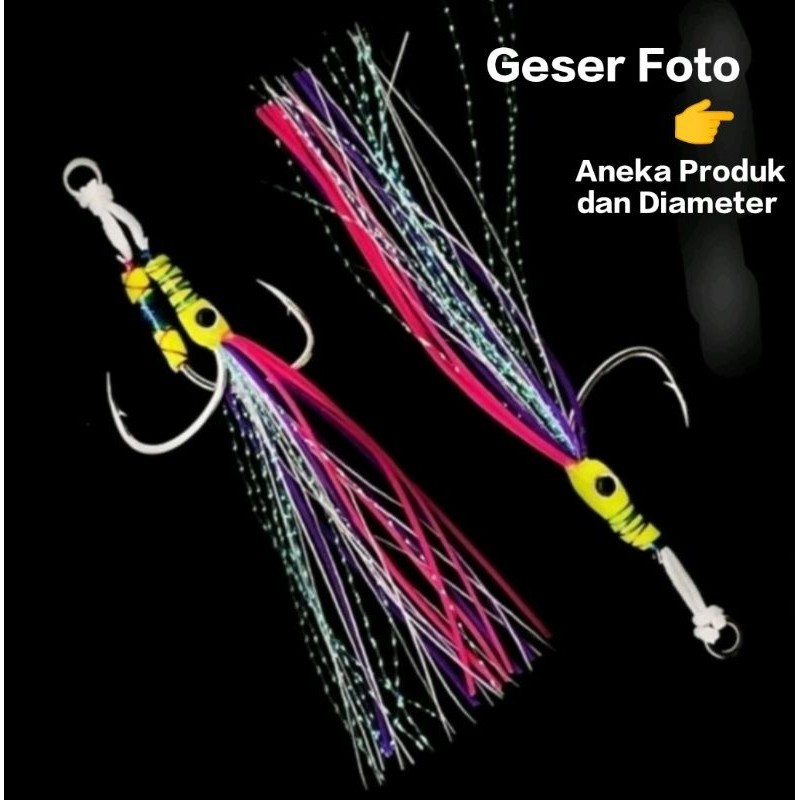 SINGLE & DOUBLE ASSIST HOOK JIG 50-110 GRAM DAN 3 Ikat Bulu Mutiara SP dan M| Bulu Mutiara Umpan Pan