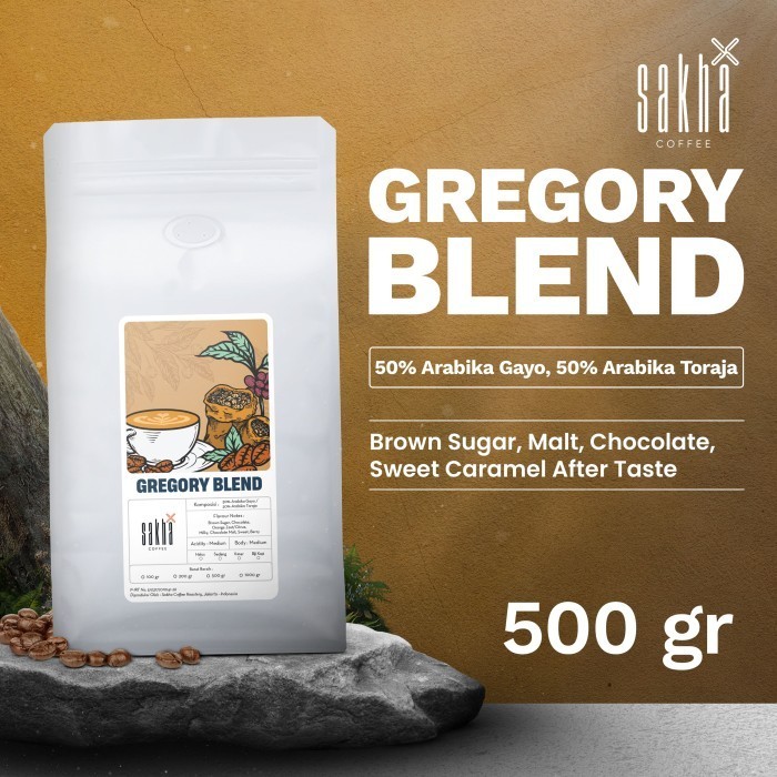 

Kopi Arabika Espresso Gregory Blend Arabica Coffe Bean Biji Bubuk 500G