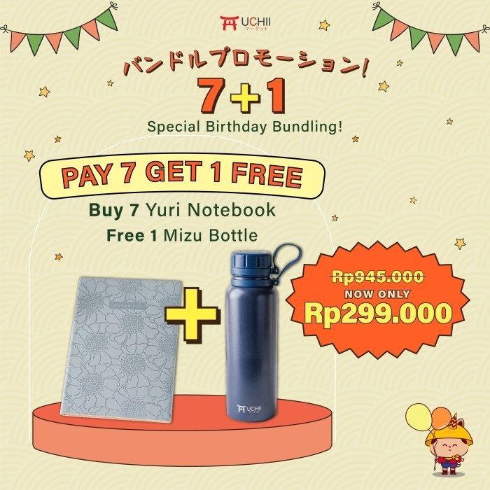 

UCHII Bundle Pay 7 Get 1 Yuri Notebook Bottle Mizu Buku Agenda Botol