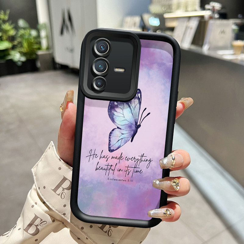Casing Hp VIVO V23 5G V23i 5G S12 5G V23E 4G V23E 5G Y75 4G Case HP Gradient Butterfly Phone Softcas