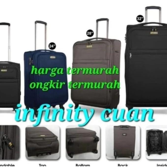 Koper President Kain 20 Inch Kunci Tsa Double Zipper Roda Ganda 8 Roda Kualitas Premium