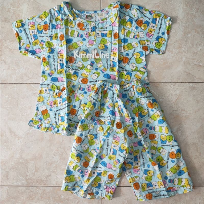 SETELAN BAJU TIDUR BAHAN KATUN MERLIN UKURAN ANAK-ANAK SIZE M-L MOTIF LITTE CAT