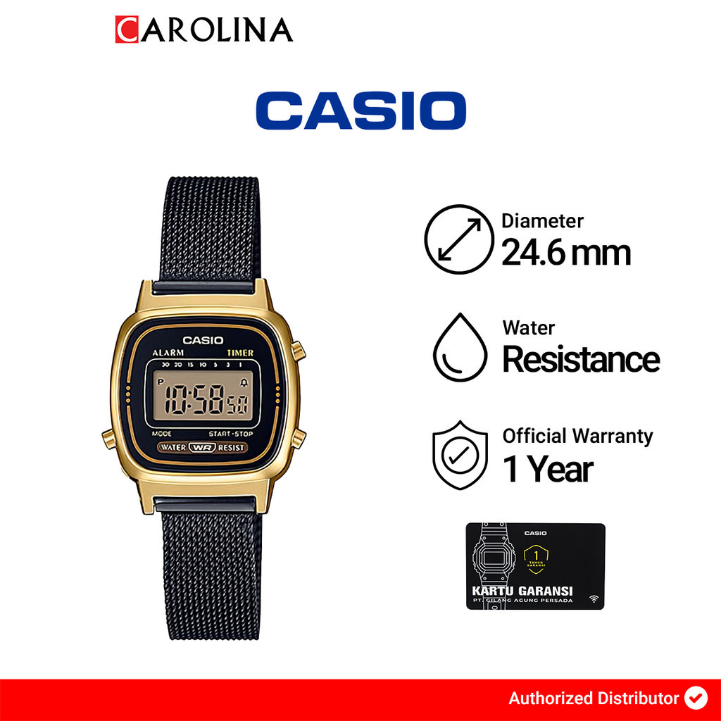 Jam Tangan Wanita Casio Standard Series LA670WEMB-1D Digital Dial Stainless Steel Mesh Band