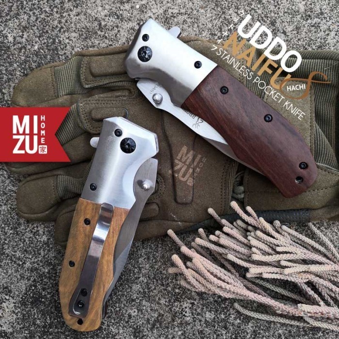 Mizu Uddonaifu-Hachi Stainless Pocket Knife Pisau Saku Lipat Browning