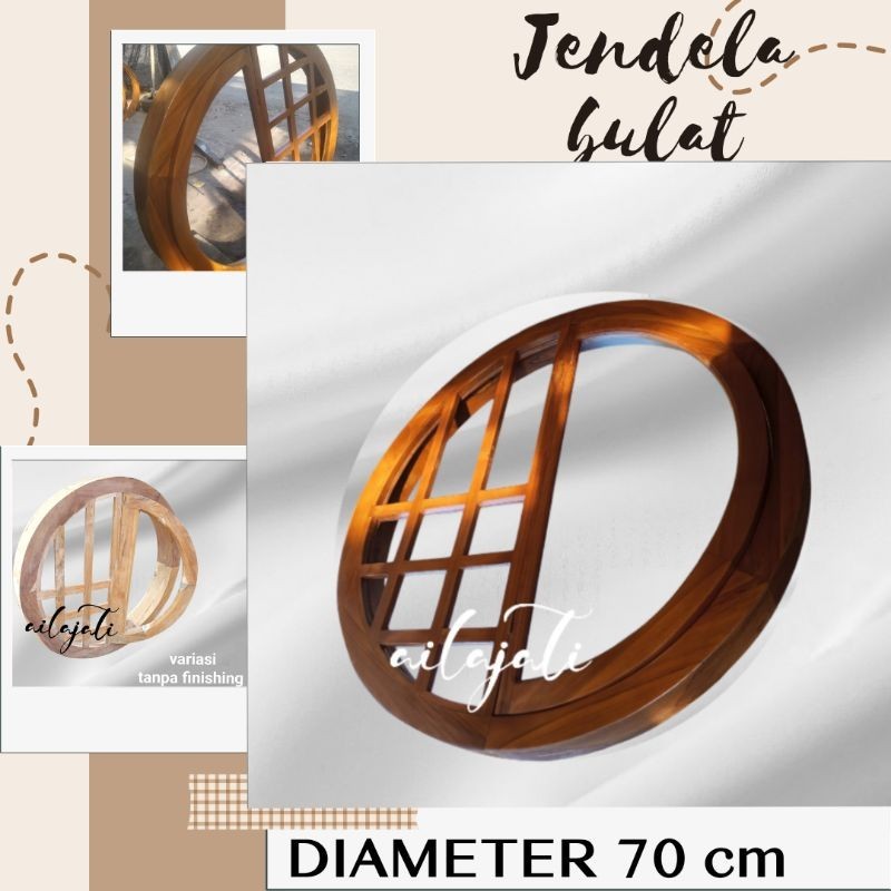 KB3_70 Aesthetic Jendela Bulat Diameter 70 cm Pintu Buka Sebelah Bahan Kayu Jati