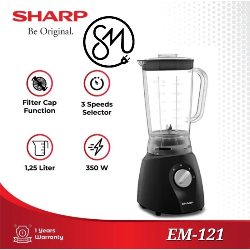 Blender Sharp 1.25 Liter EM-121BK 2in1 Pelumat EM121BK EM 121 BK