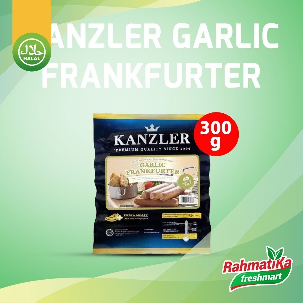 

Kanzler Sosis Sapi Ayam Bawang Putih / Garlic Frankfurter 300 gr