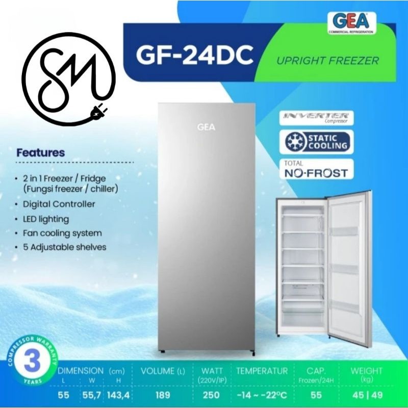 Freezer GEA GF-24DC Kulkas Es batu GF24DC 189 L No Frost Inverter