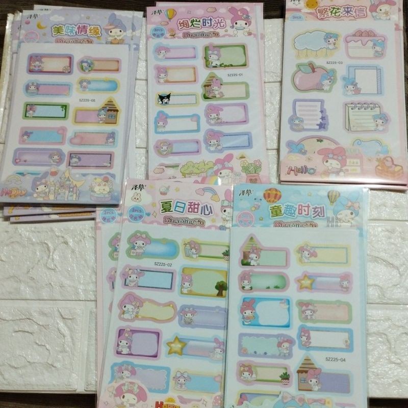 

sticker label nama sanrio isi 3 pcs