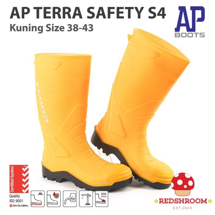 Sepatu Boot Tinggi AP Boots TERRA SAFETY S4 KUNING