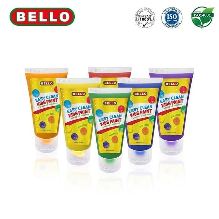 

Bello Easy Clean Kids Paint 6 Colors Washable & Mess Free