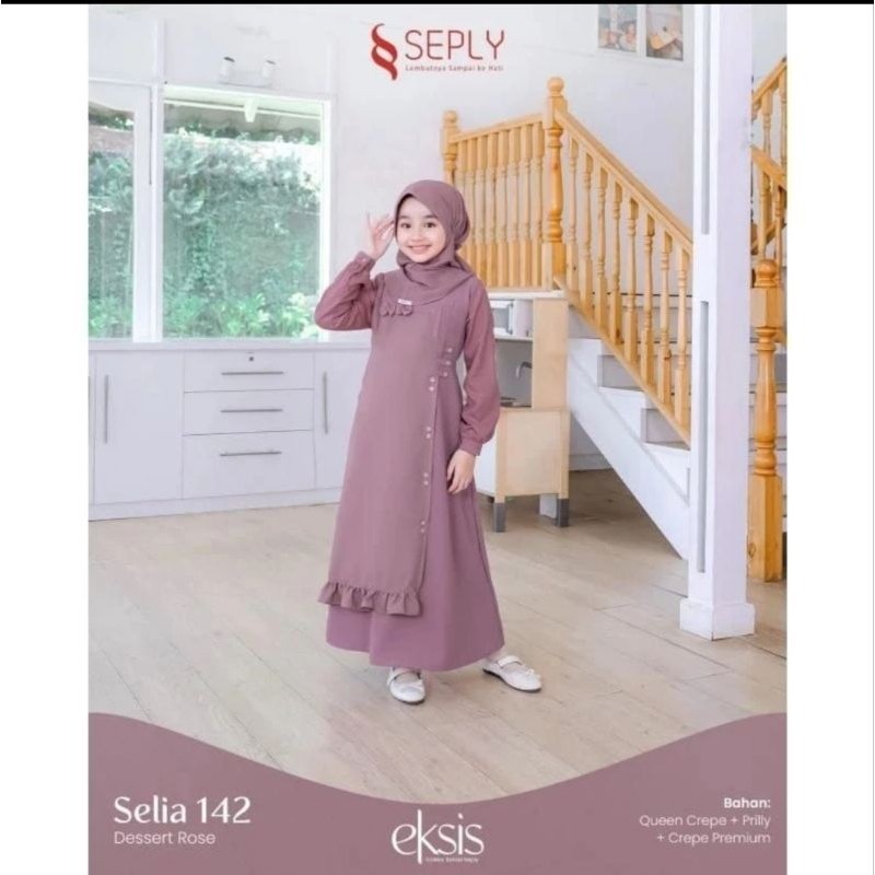 Seply Sarimbit Eksis dessret rose gamis anak
