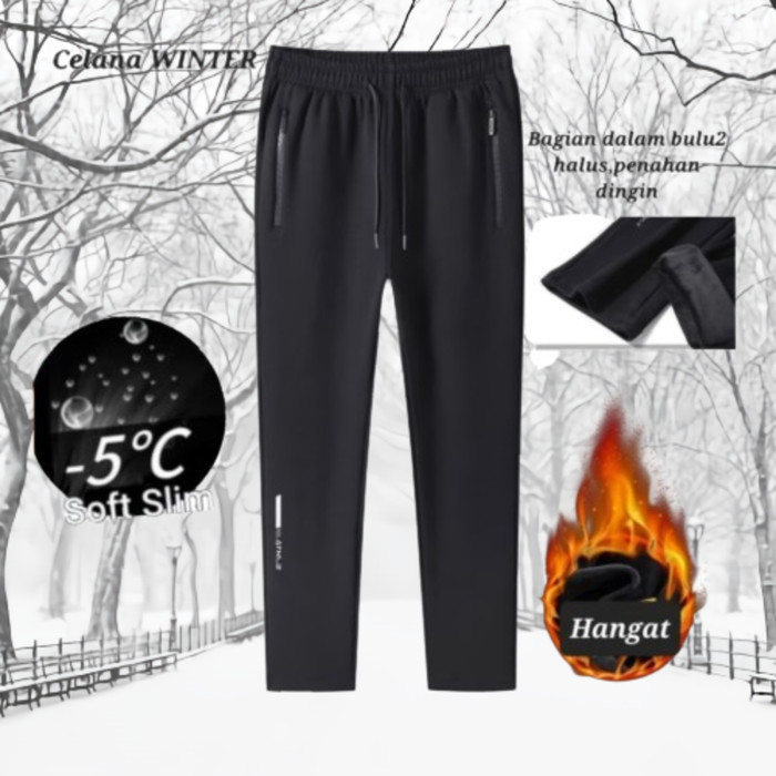 Celana Longjohn Thermal Winter Musim Dingin Bulu Tebal Hangat Pria